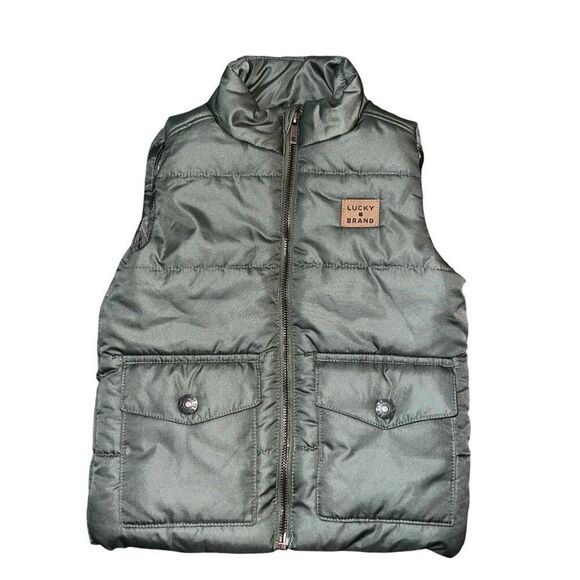 LUCKY BRAND Kids Green Zip up Puffer Vest Size 18M - Picture 1 of 7